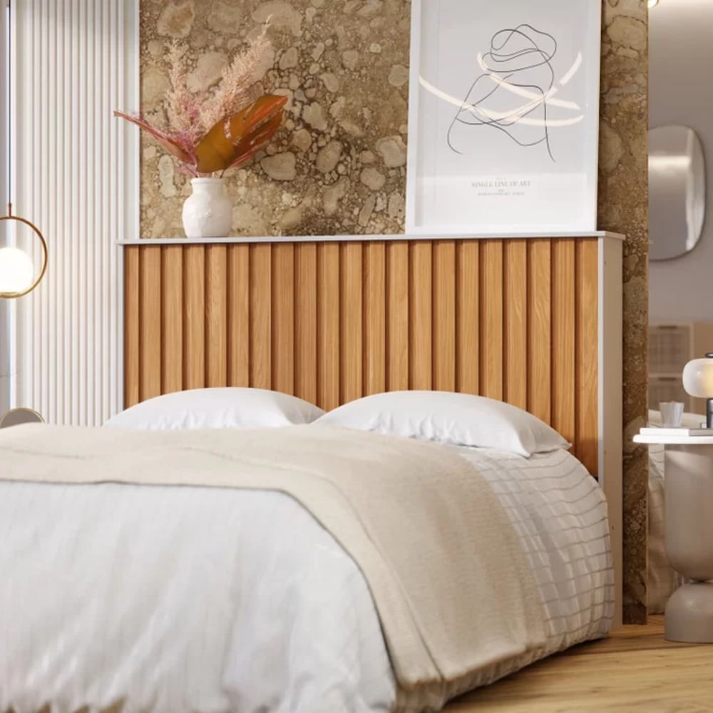 Cabecera de Cama Melissa color Haya/Blanco Queen TU MESITA