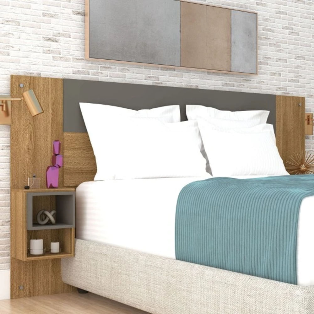 Cabecera de Cama Miriam 2 plazas color Marrón/Gris TU MESITA