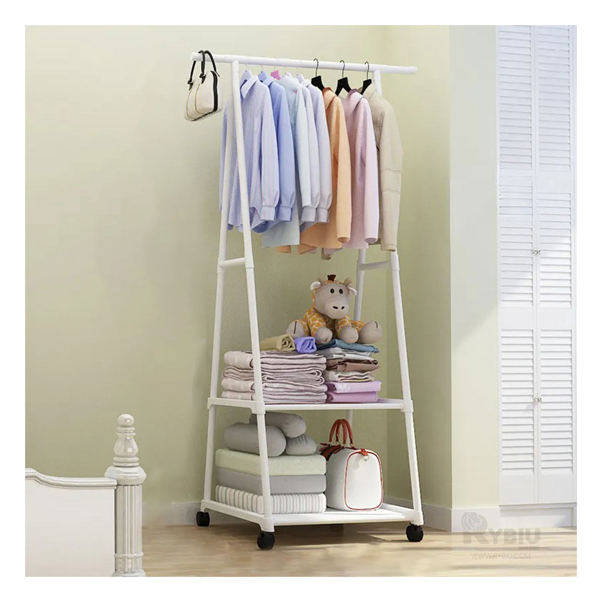 Perchero de Baño Blanco Movible para Ropa