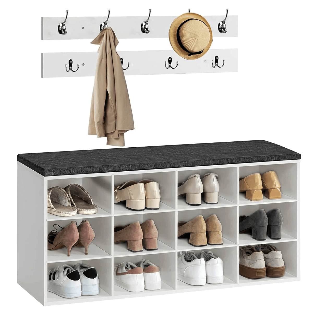 Zapatera con perchero Ohana Blanco DIBA Muebles