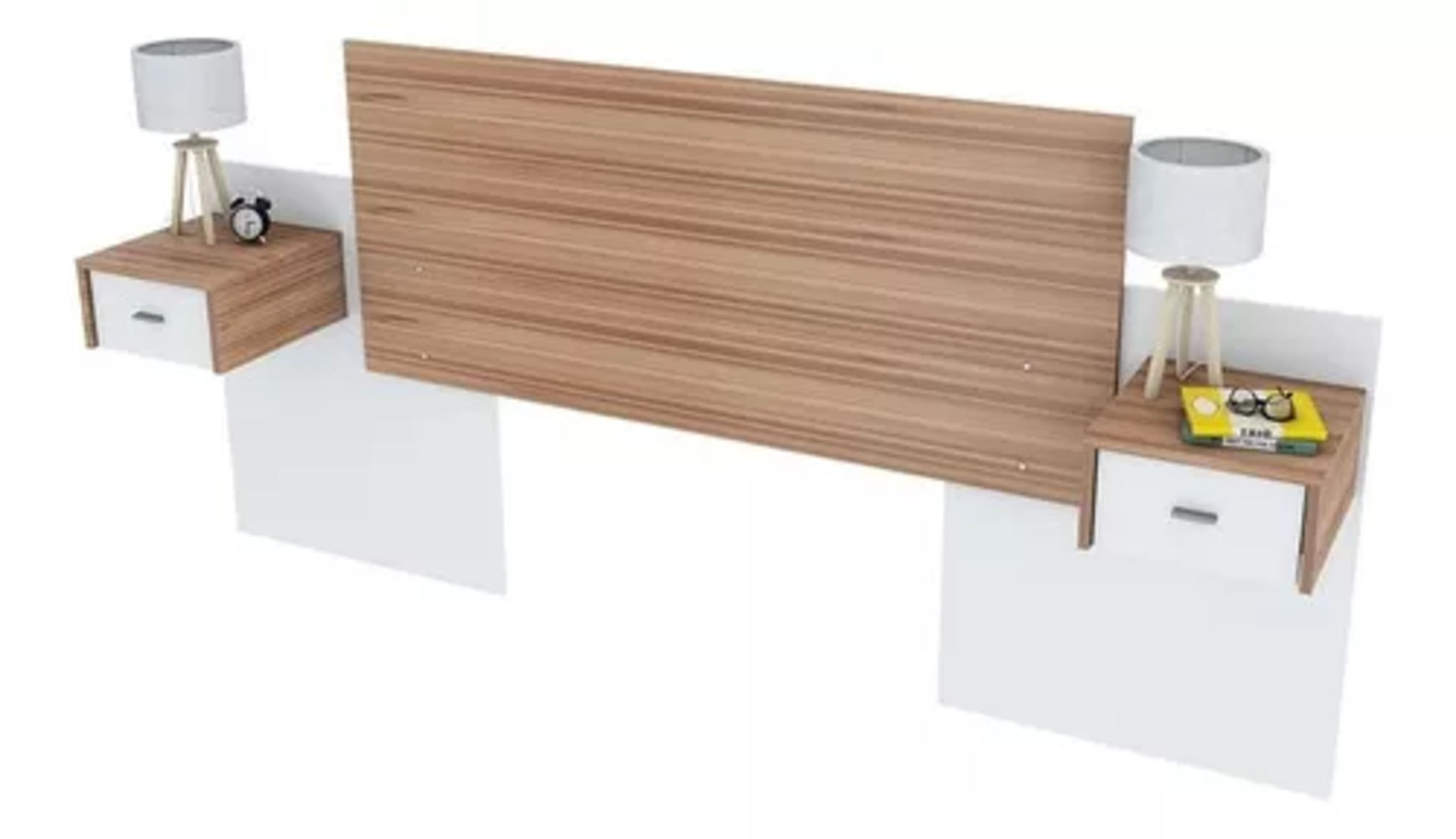 Cabecera de cama Margaret color Duna/Blanco con Veladores TU MESITA