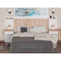 Cabecera de Cama Grecia con Mesa de Noche flotante Color Blanco/Duna TU MESITA