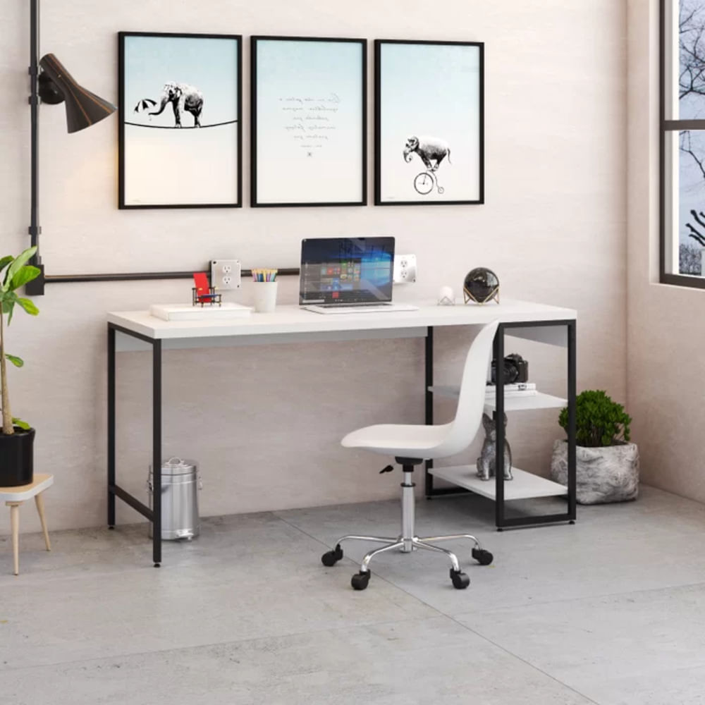 Mesa Escritorio Industrial Liverpol color Blanco/Negro TU MESITA