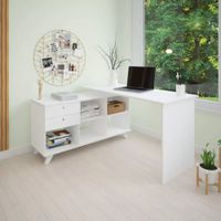 Escritorio en L con Organizador Boricua color Blanco TU MESITA