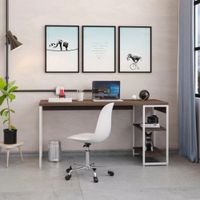 Mesa Escritorio Industrial Liverpol color Marrón/Blanco TU MESITA