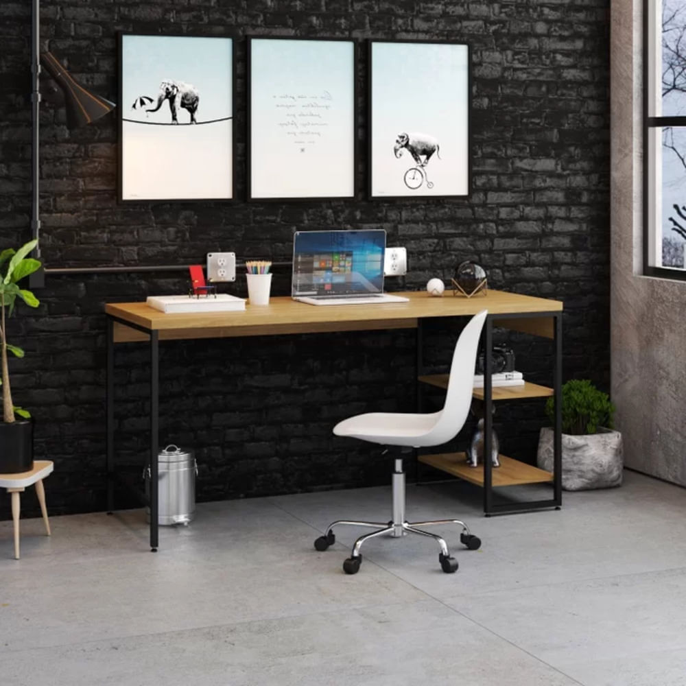 Mesa Escritorio Industrial Liverpol color Duna/Negro TU MESITA