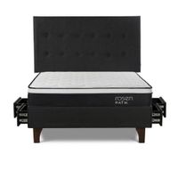 Dormitorio Con Cajones Path Grafito 2 Plazas West Grafito + 2 Almohadas