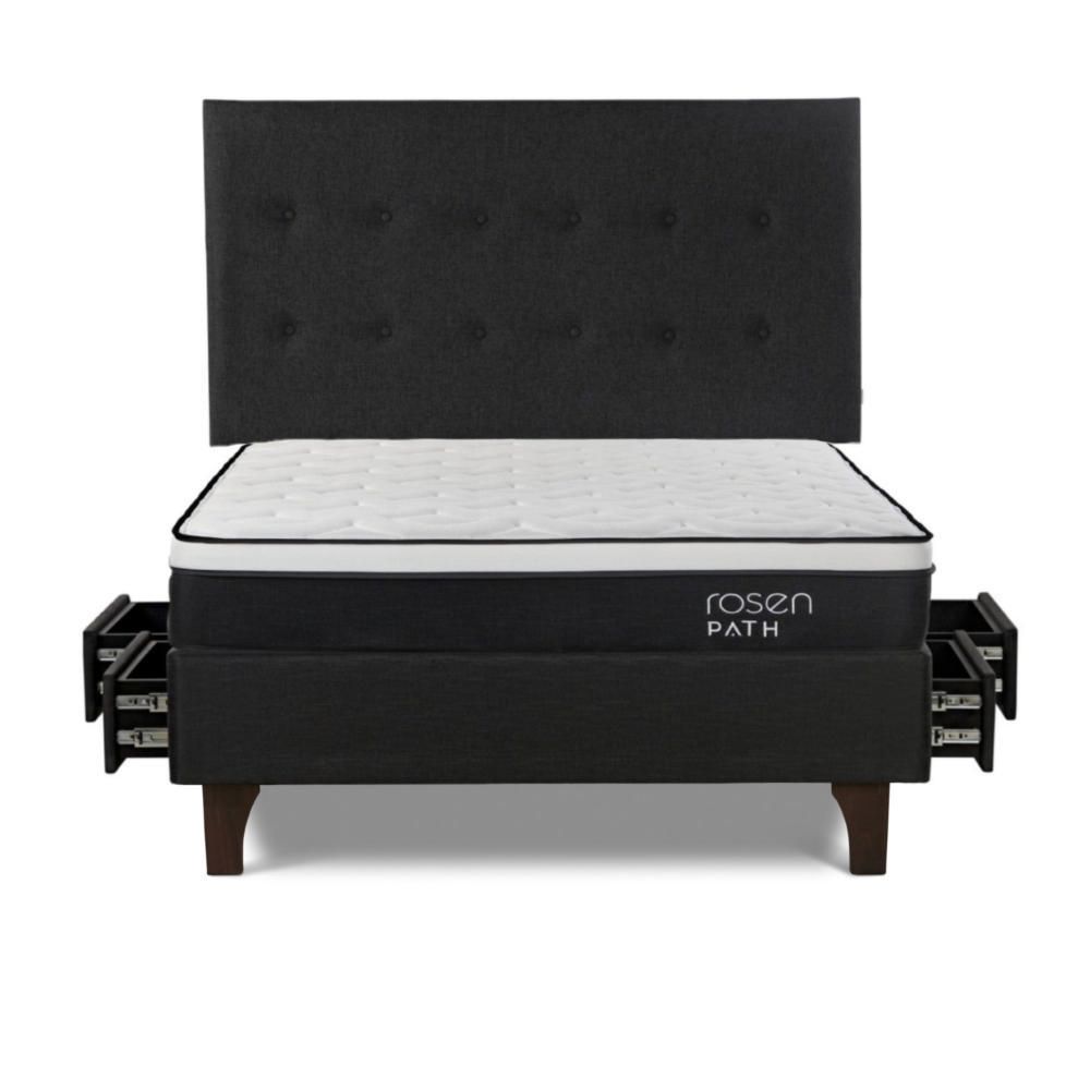 Dormitorio con Cajones Path 2 Plazas + Respaldo West Grafito