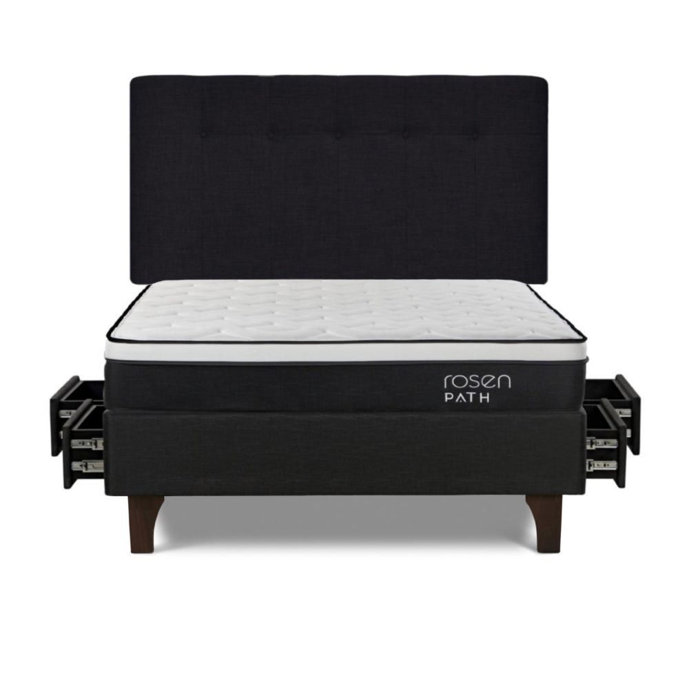 Dormitorio con Cajones Path 2 Plazas + Respaldo Bennet Grafito