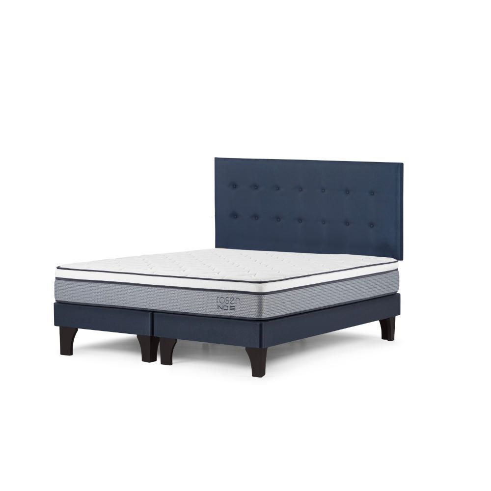 Dormitorio Europeo Indie King + Respaldo West Azul