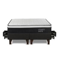 Cama Europea Con Cajones Path Grafito Queen + 2 Almohadas