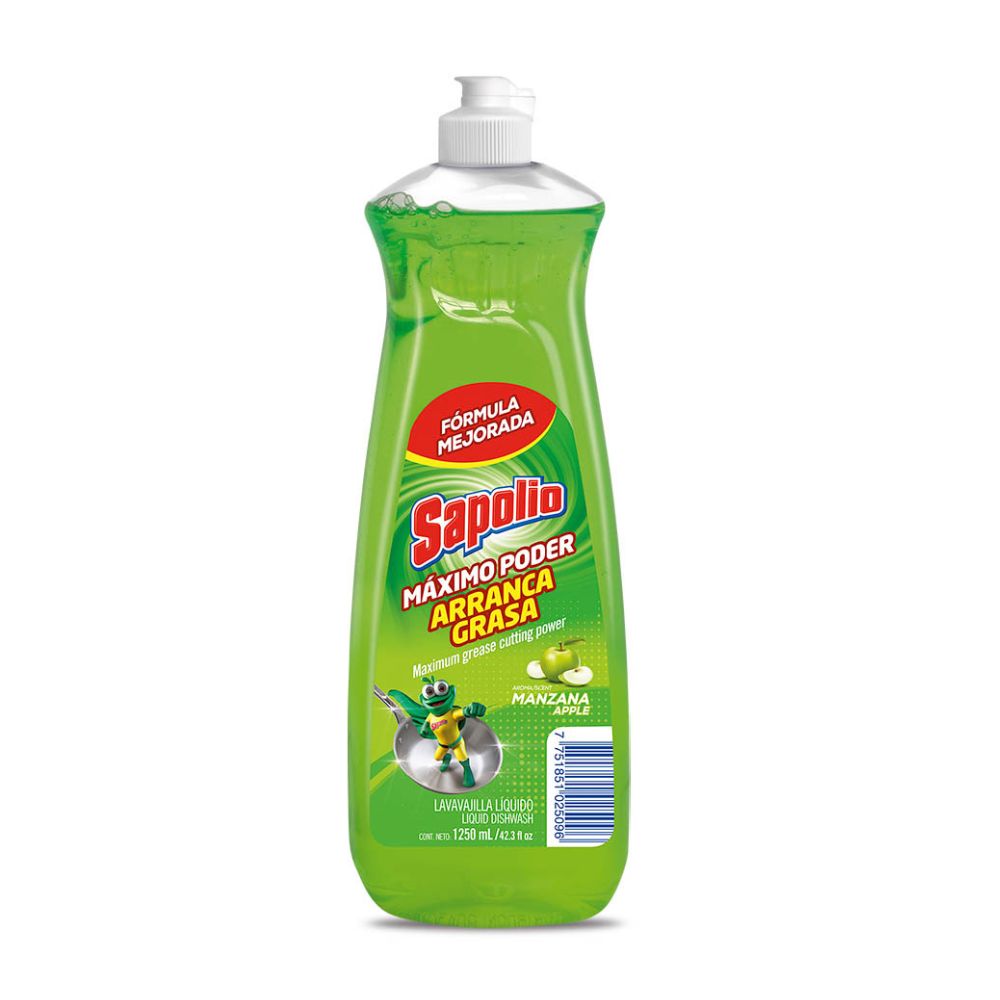 Lavavajilla Líquida Sapolio Manzana 1.25 Lt Verde