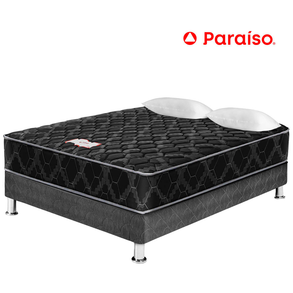 Cama Box Tarima PARAISO Consul Black 2 Plazas + 2 Almohadas + Protector