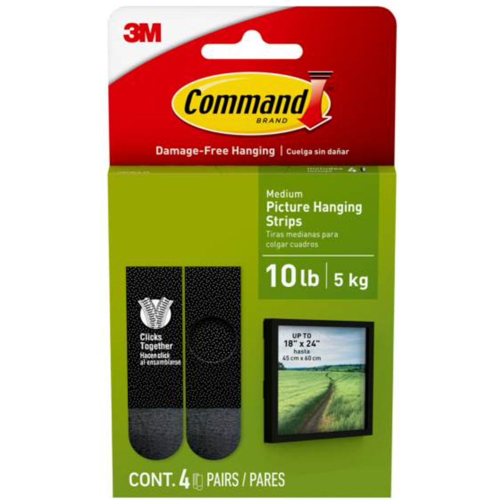 Tiras Adhesivas Medianas Color Negro COMMAND x4un