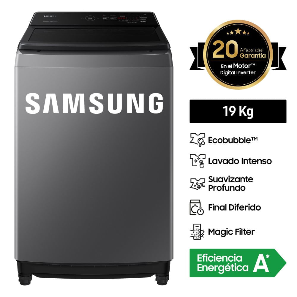 Lavadora Samsung EcoBubble™ 19KG WA19CG6441BDPE Silver