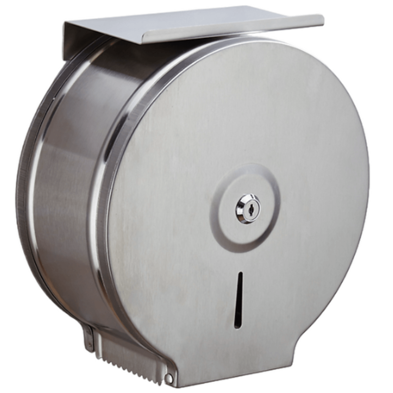 Dispensador de Acero 304 para papel Higiénico Jumbo con Porta Celular Plateado