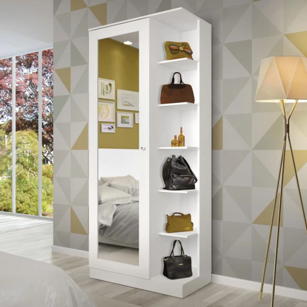 Zapatera Moderna Brunella con Espejo color Blanco TU MESITA