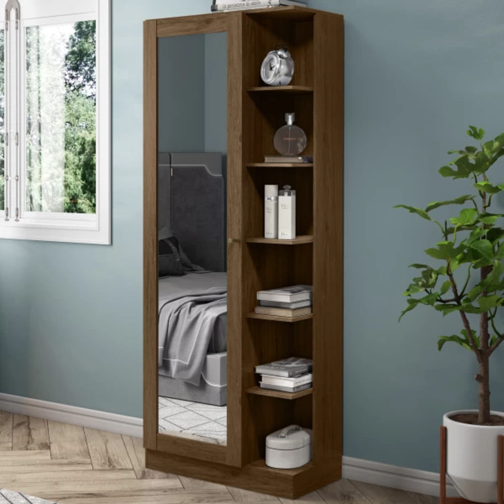 Zapatera Moderna Brunella con Espejo color Marrón Oscuro TU MESITA