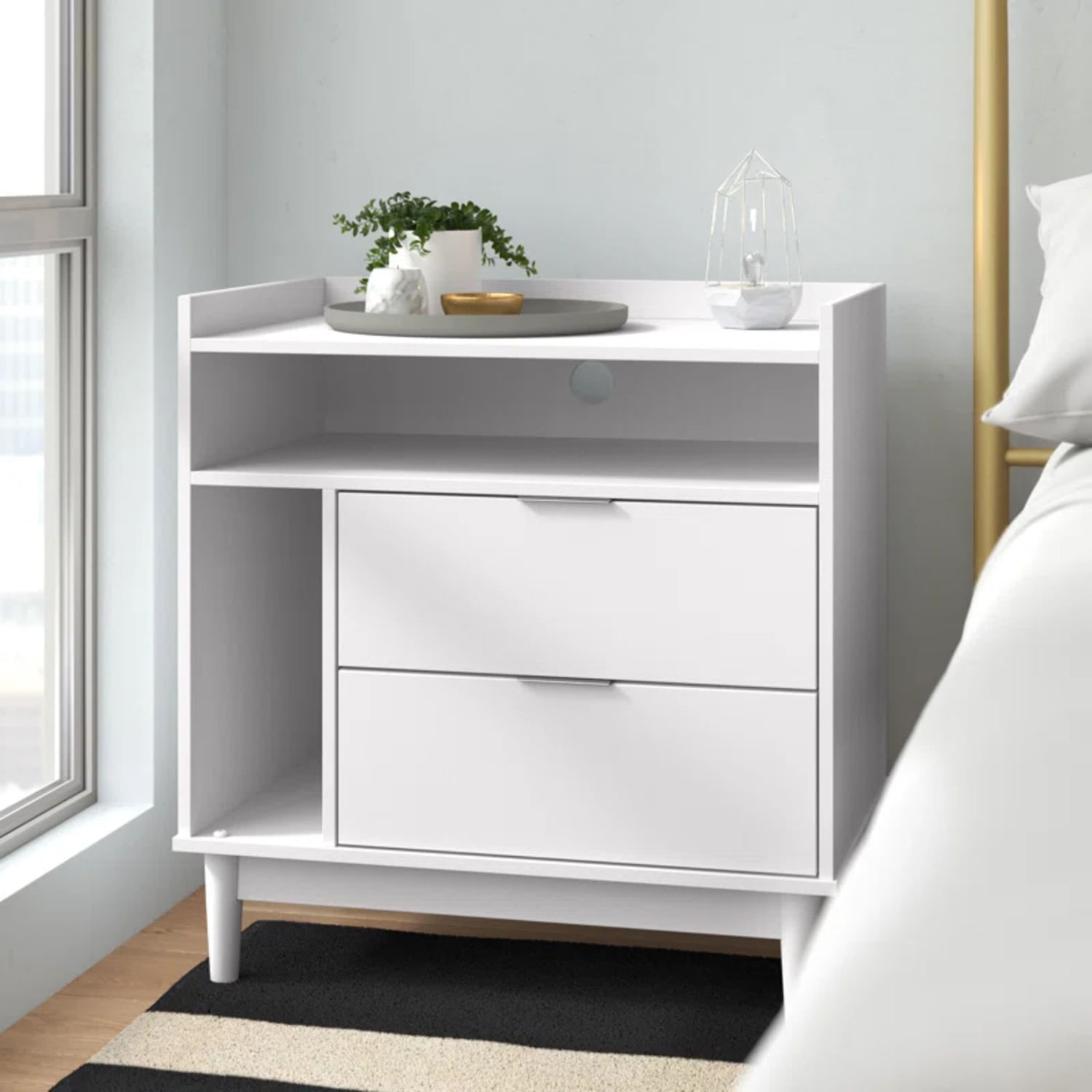Velador Moderno Zamora Blanco R&R MUEBLES