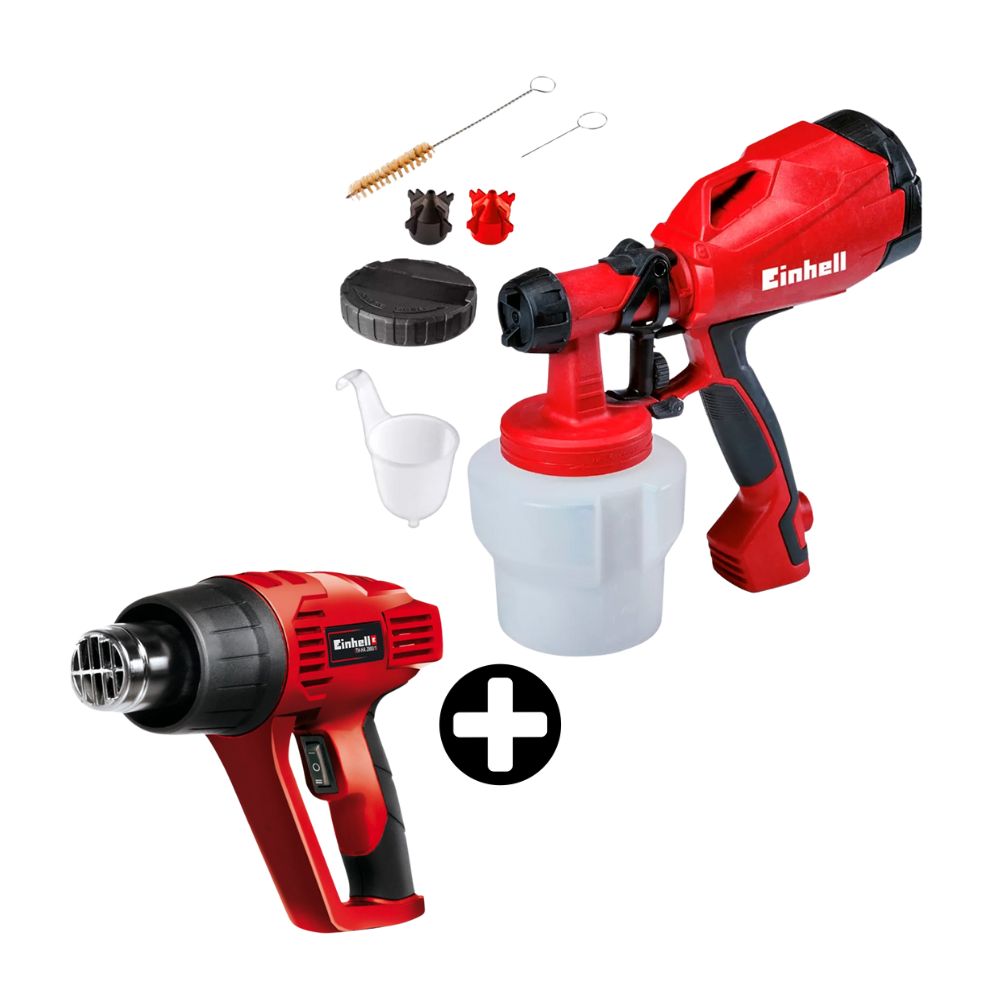 COMBO Einhell: Pistola de Calor TC-HA 2000/1 2000W + Pistola para Pintura TC-SY 500P 1000ML 500W