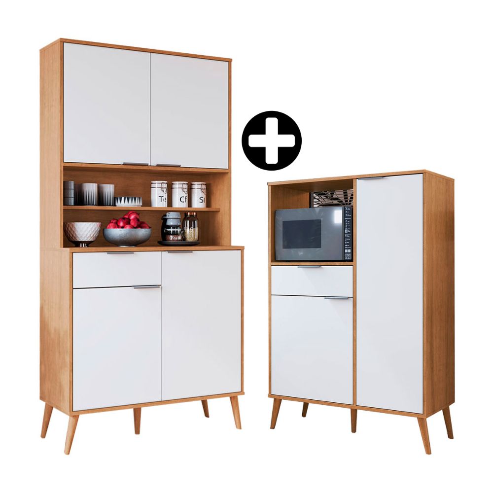 COMBO Orange: Mueble Alacena de Cocina Madison 90cm MDP + Mueble Multiuso Madison 90cm