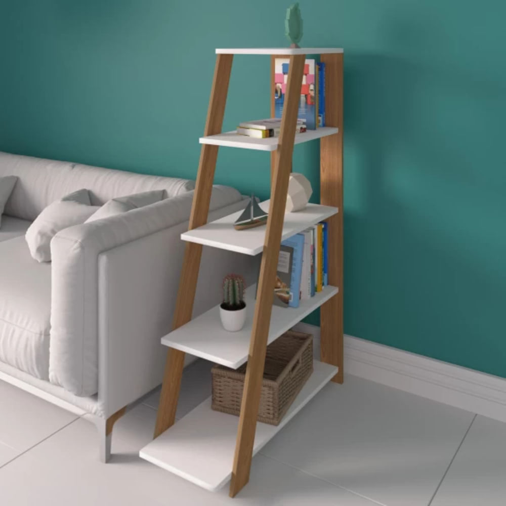 Moderno Librero Amauta color Blanco/Haya TU MESITA