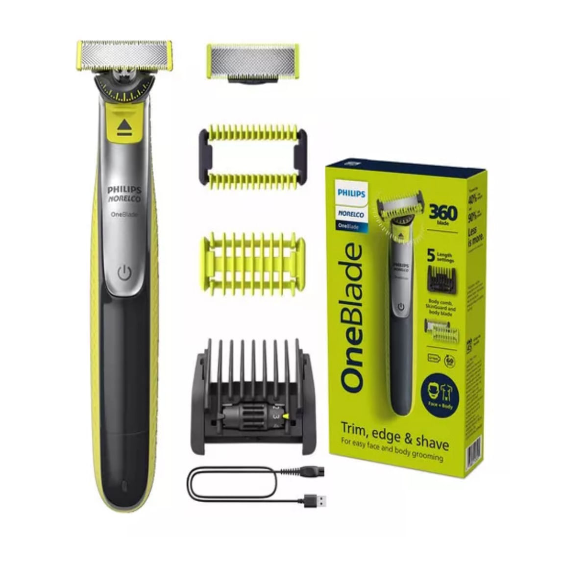Maquina Rasuradora Electrica Philips Norelco Oneblade 360° Qp2834 Cortadora Afeitadora Eléctrica Hbr