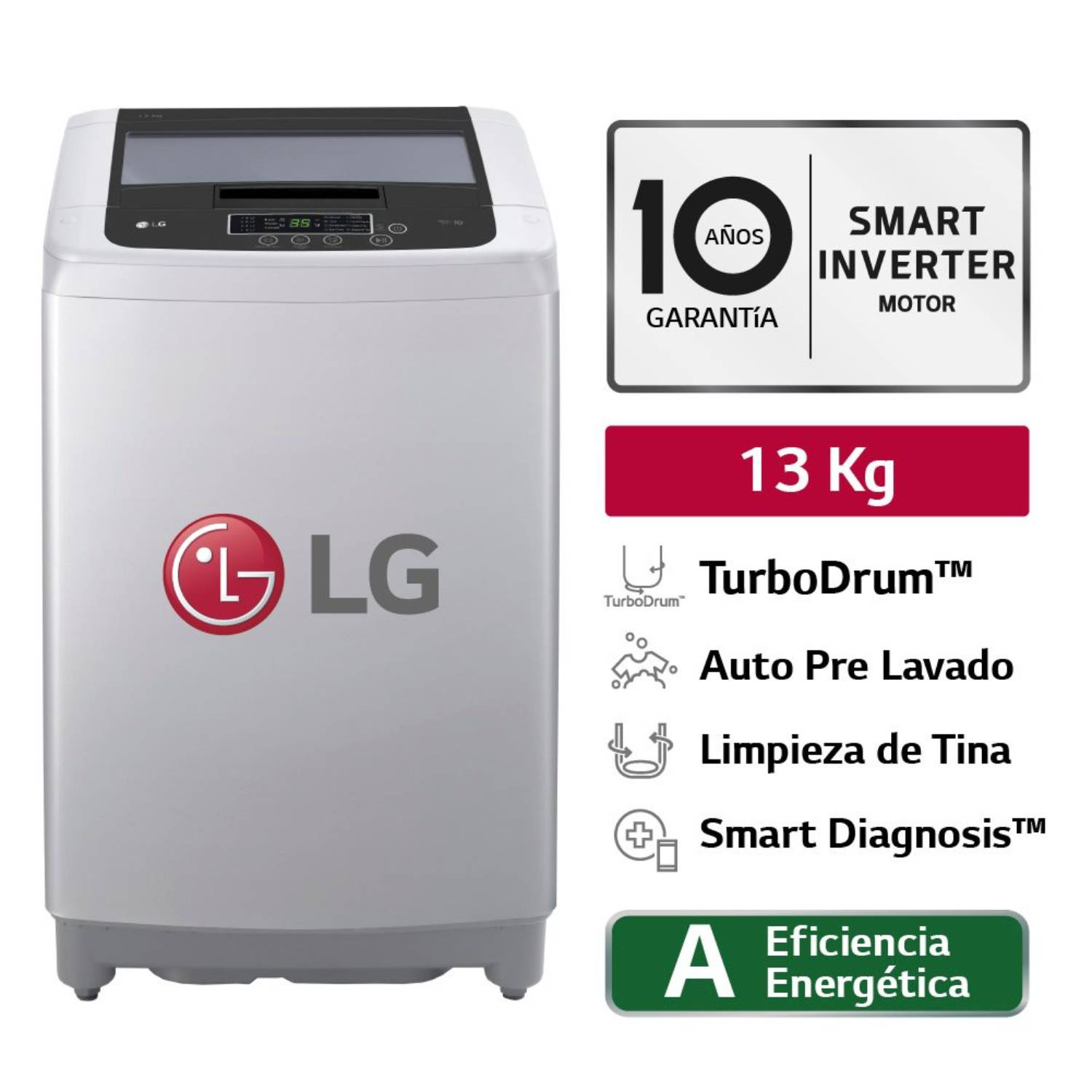 Lavadora LG 13Kg Smart Motion Carga Superior WT13DPBK Gris