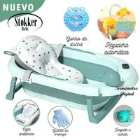 Tina Bañera Plegable para bebé Piscis con Termómetro Verde
