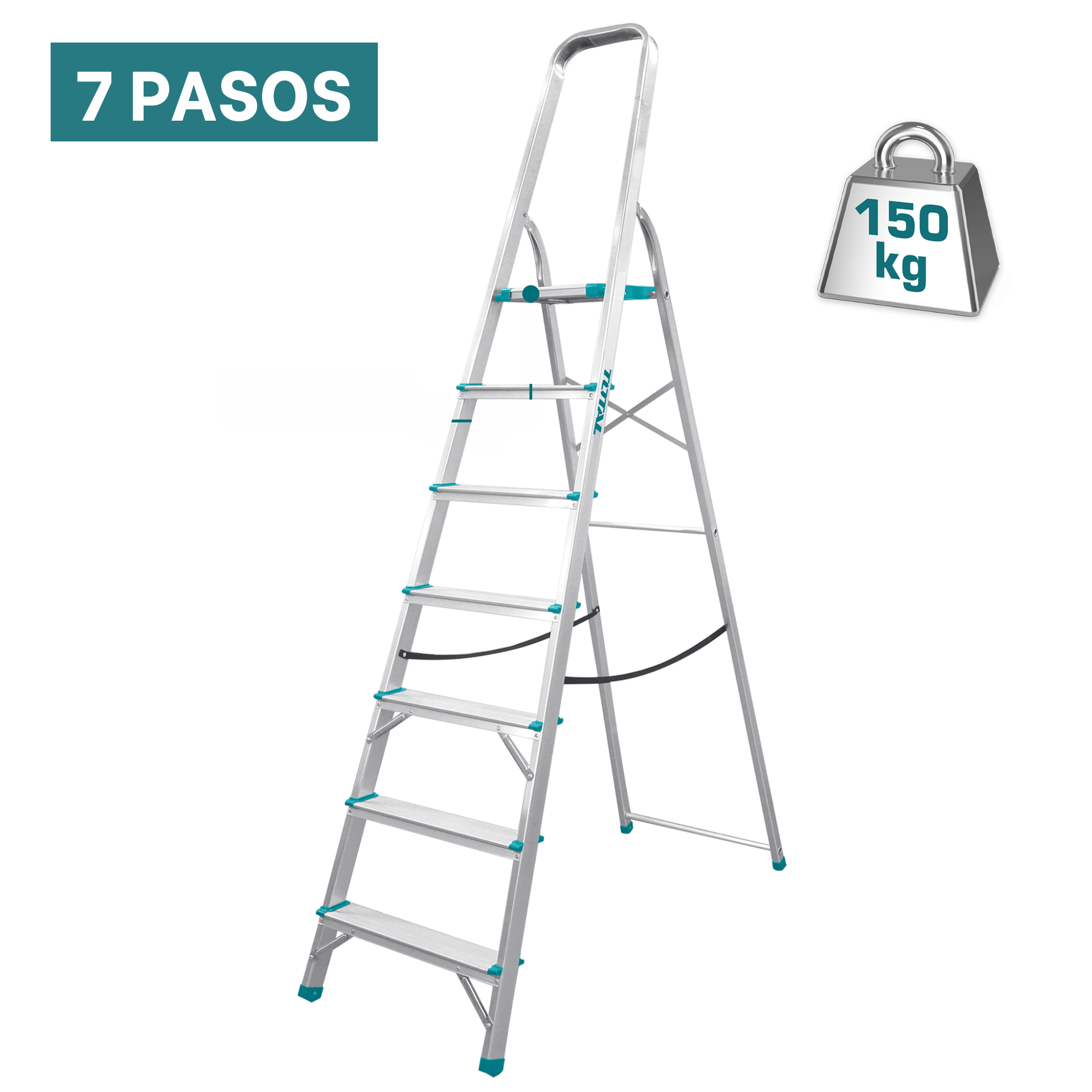 Escalera Tubular 7 Peldaños Soporta 150kg Total THLAD06071