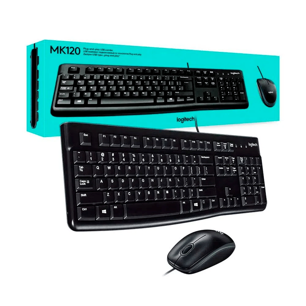 Combo Logitech Mk120 Usb Teclado Y Mouse Logitech Alambrico