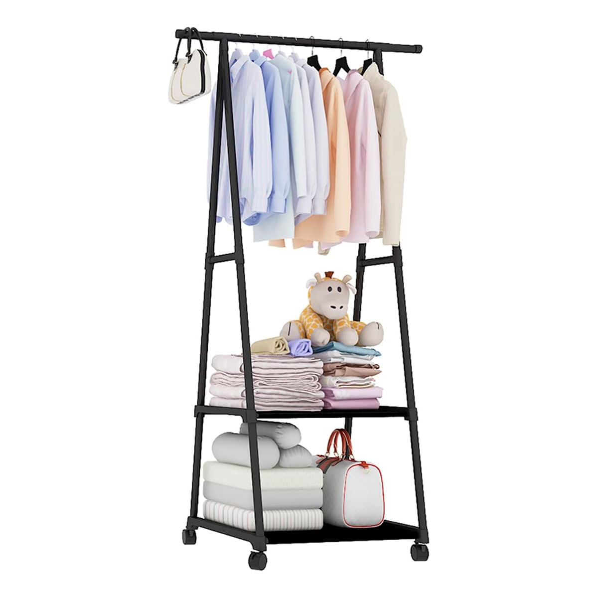 Ropero Armario Closet Perchero Organizador Ropa Simple 2 Niveles YG41 Negro