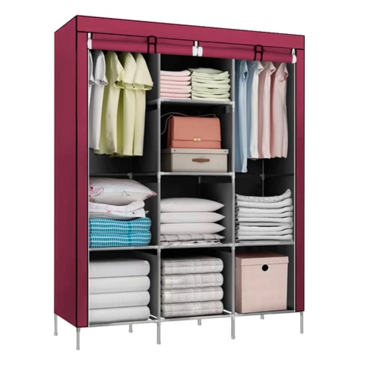 Ropero Organizador Armario Closet Armable 3 Cuerpos Guinda