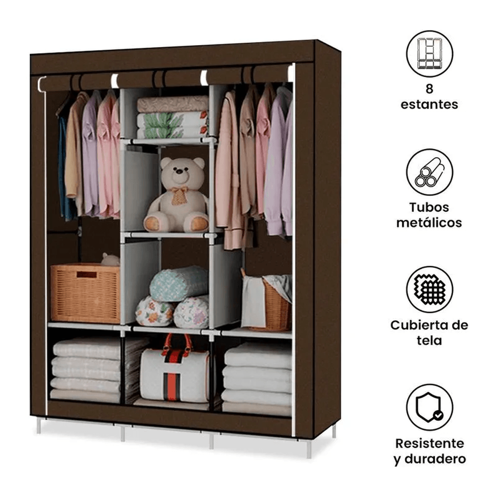 Ropero Organizador Armario Closet Armable 3 Cuerpos Marron