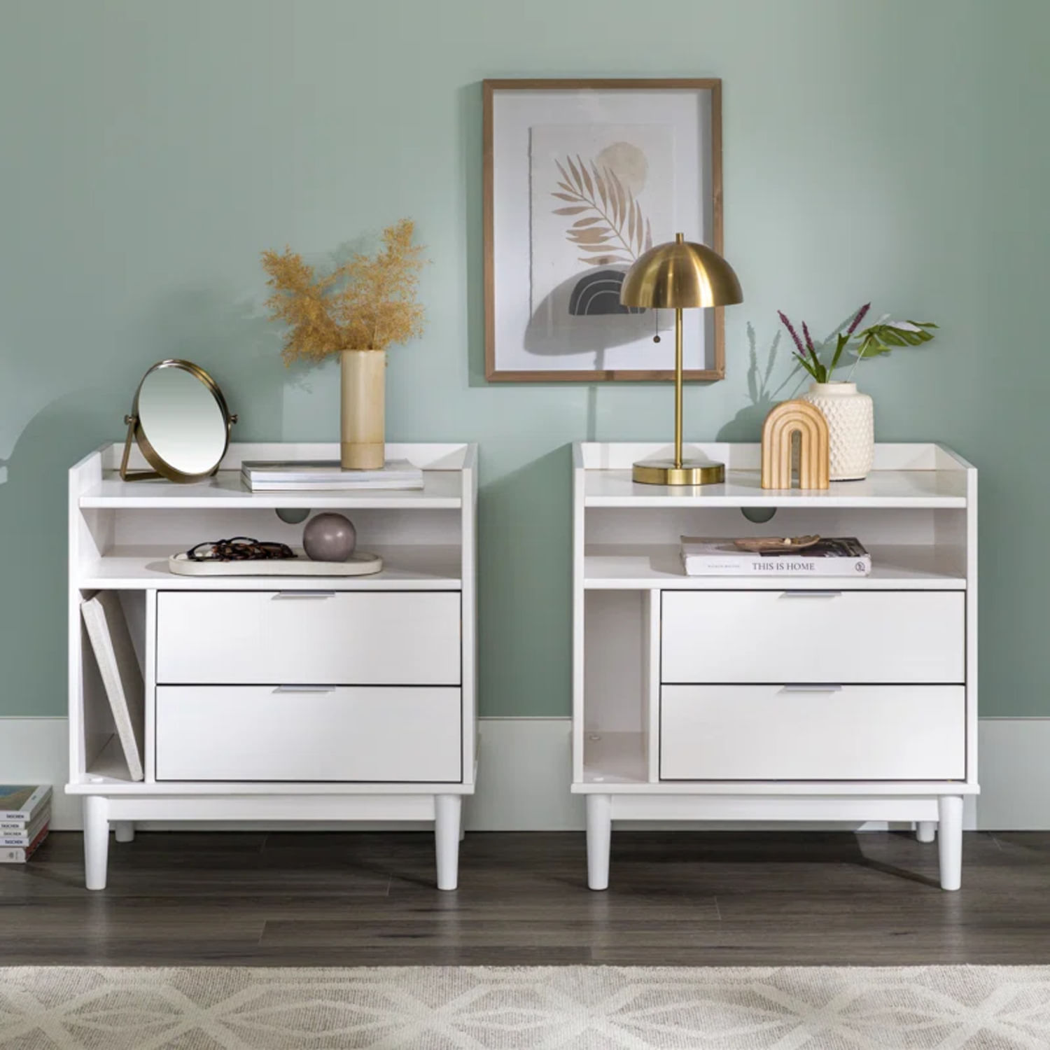 PACK X 2 Veladores Moderno Zamora Blanco R&R MUEBLES