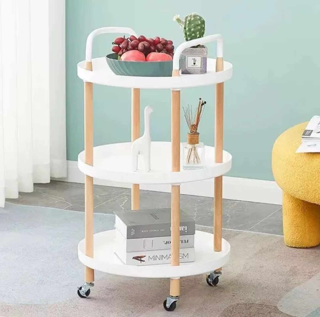 Organizador Multiusos con Ruedas Mesa Auxiliar Elegante de Madera para Sala Oficina Hogar Modelo-02