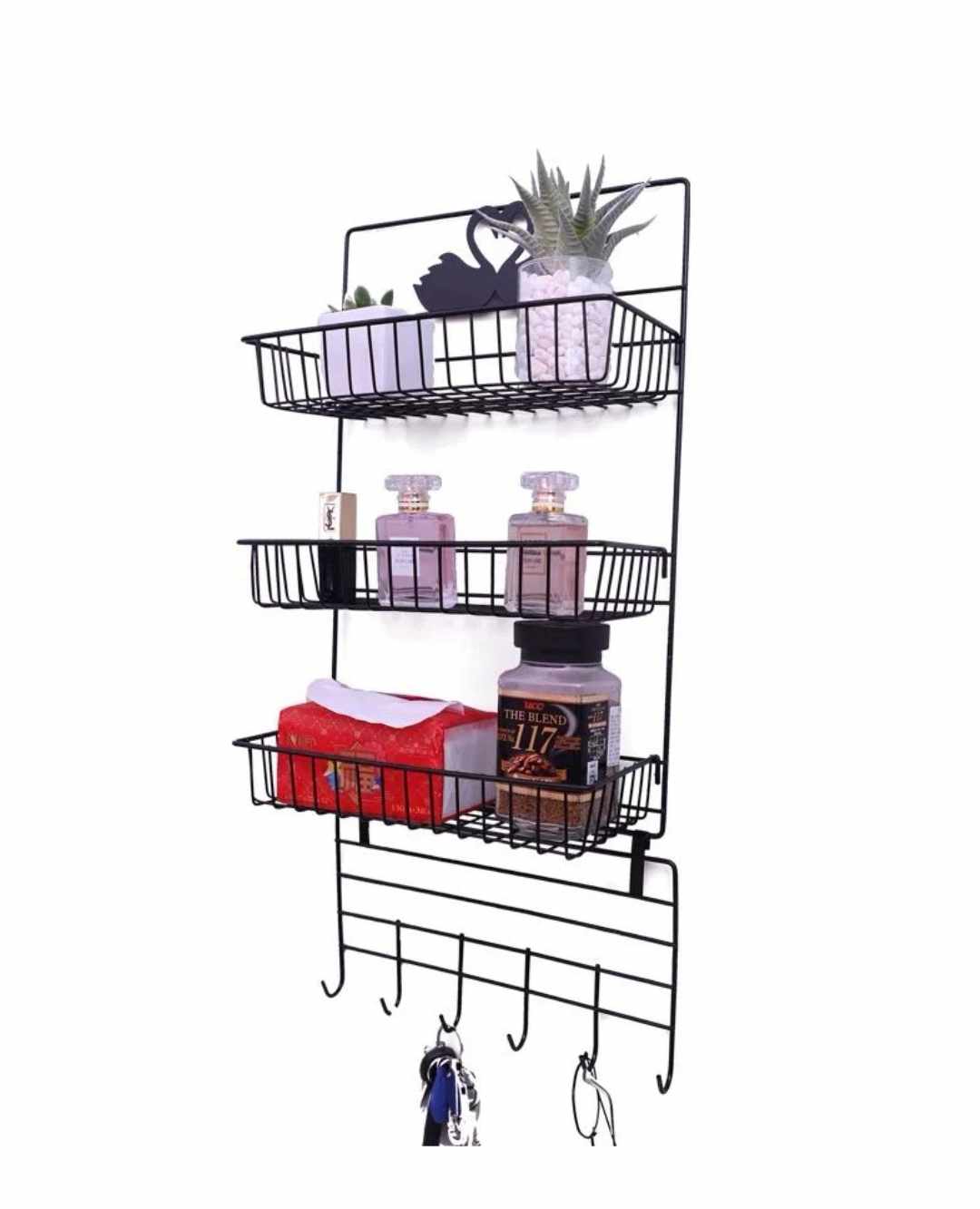 Organizador Lateral de Refrigerador Colgador Flotante De Cocina Negro