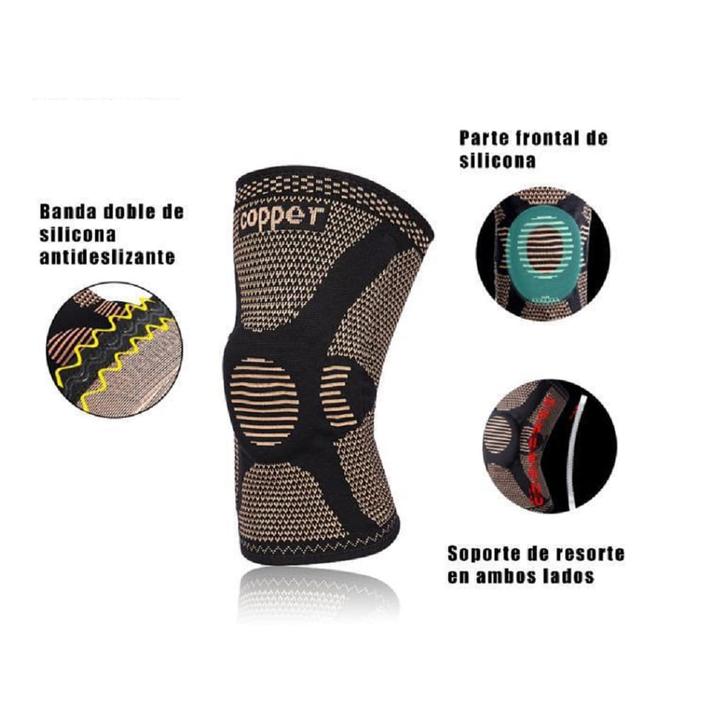 Rodillera Elastico Hilo Cobre con Varillas Talla L