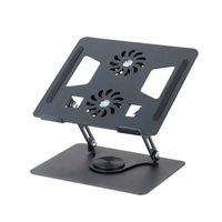 Soporte de Aluminio S&T para laptop Gira 360° Ventiladores Dobles  HL906F Negro