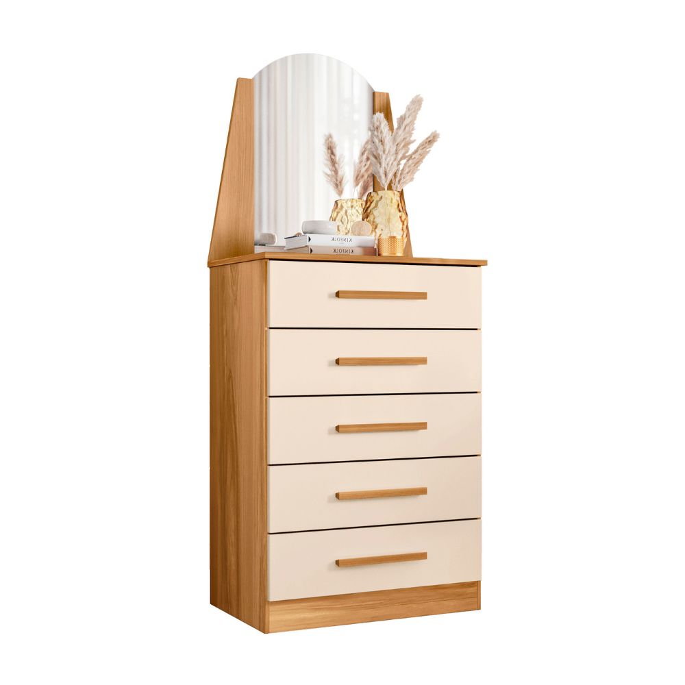Cómoda Tocador Praga 5 Cajones MDP Beige Albatroz