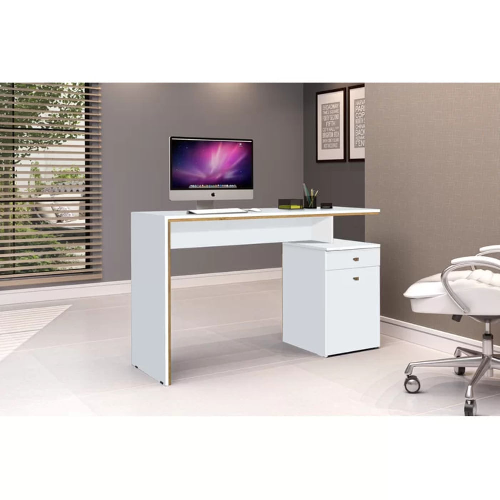 Escritorio Clásico Megan color Blanco 1 cajón 1 puerta TU MESITA