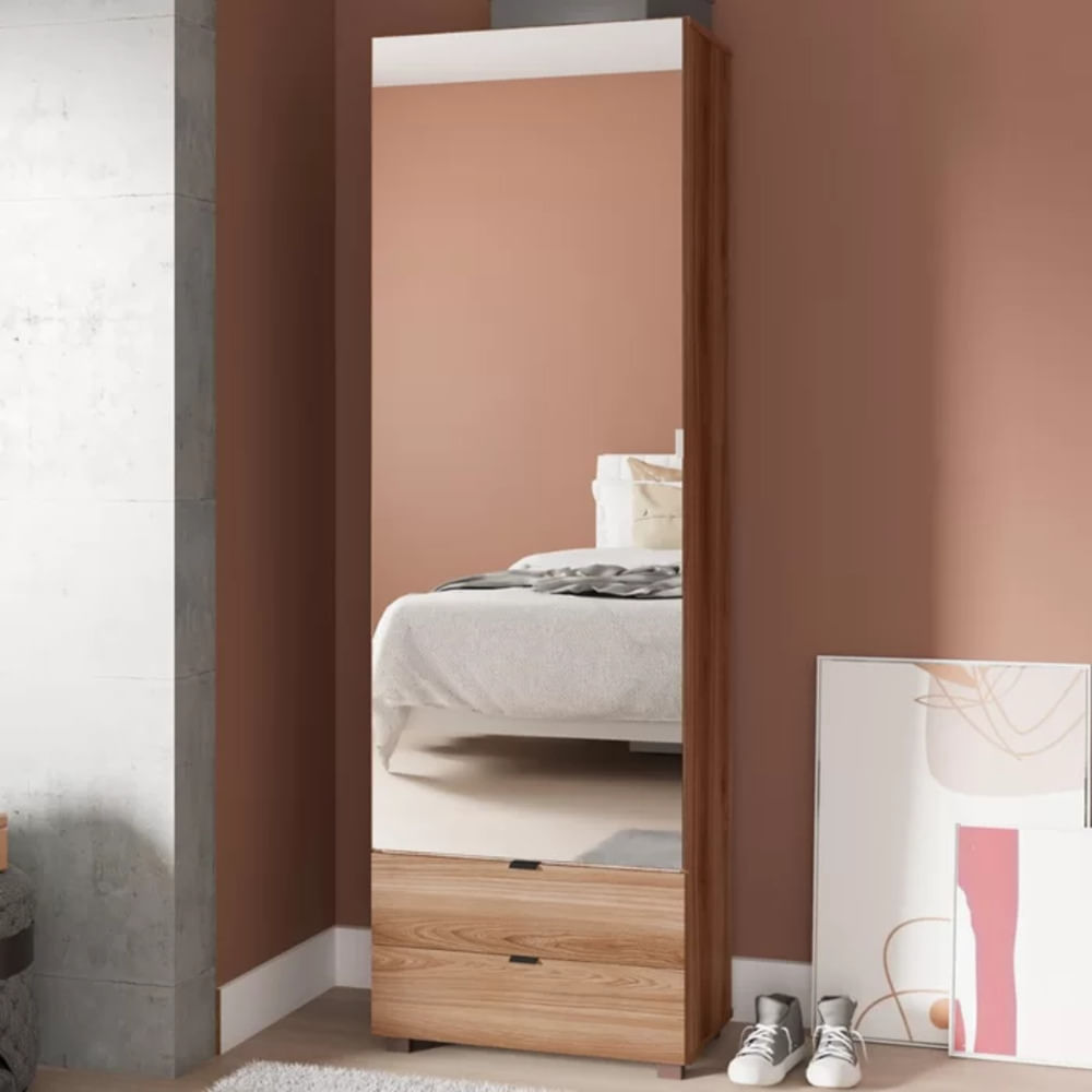 Zapatera con Espejo Atala color Marrón 2 cajones TU MESITA