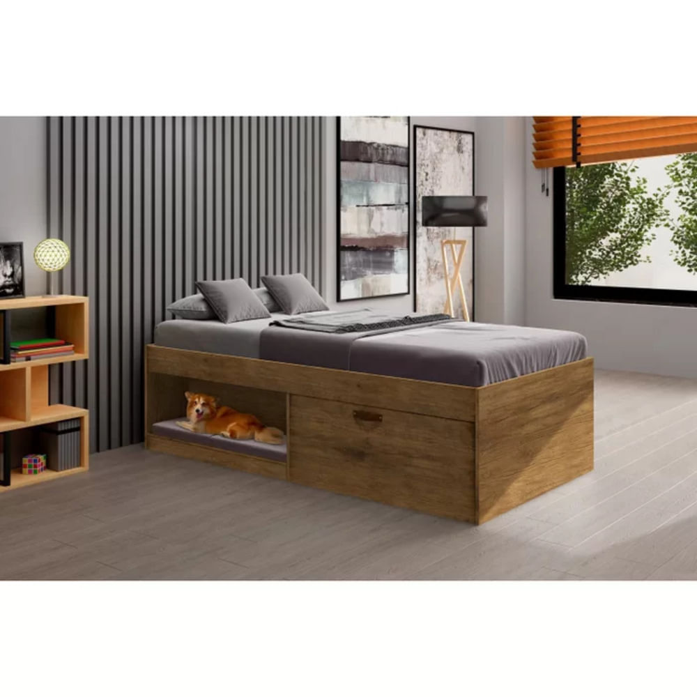 Cama Moderna Juvenil 1 Plaza Freud color Marrón 1 puerta TU MESITA