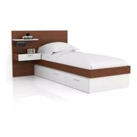Cama Juvenil 1 Plaza + Cabecera + Mesa de Noche Janeiro color Blanco/Marrón 3 cajones TU MESITA