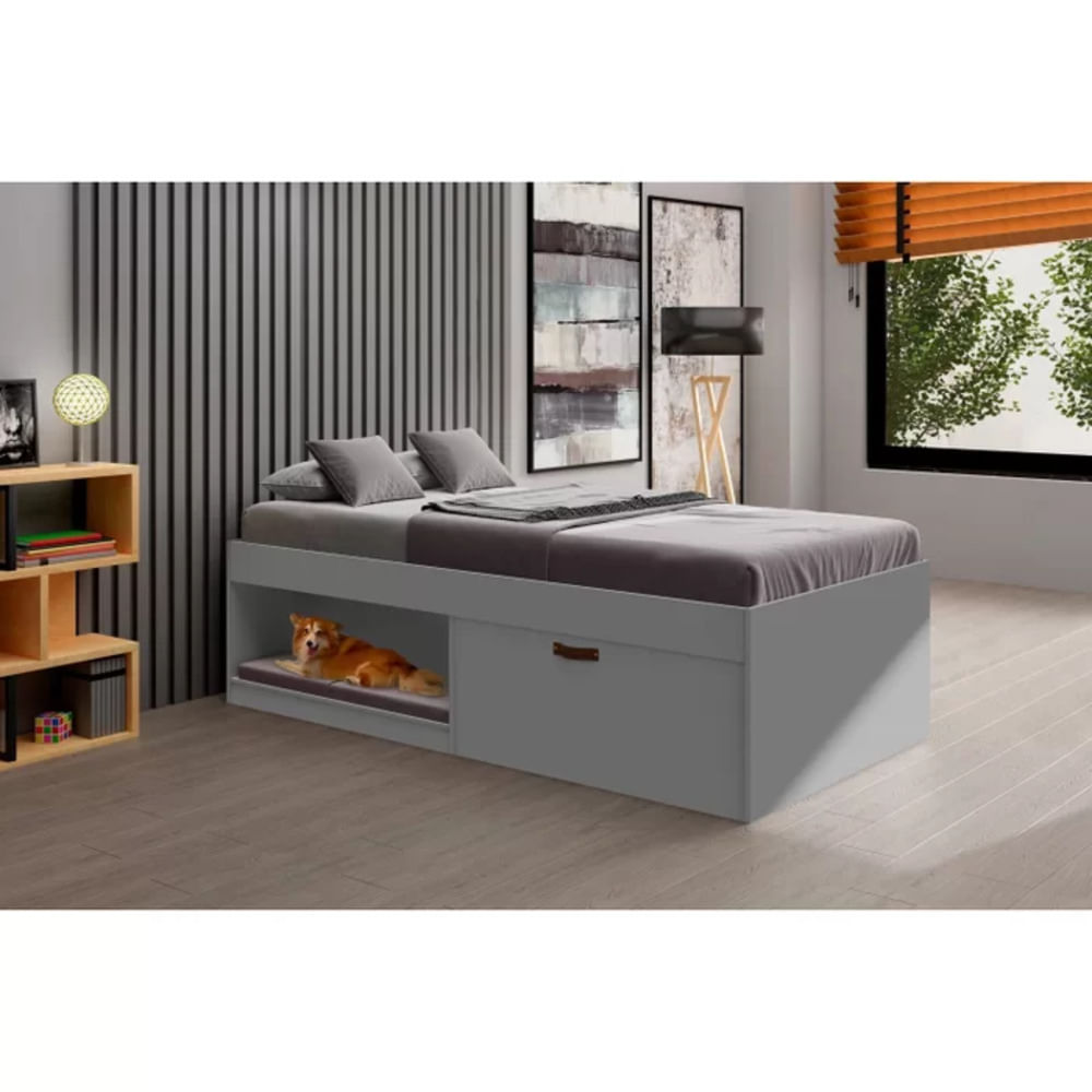 Cama Moderna Juvenil 1 Plaza Freud color Gris 1 puerta TU MESITA