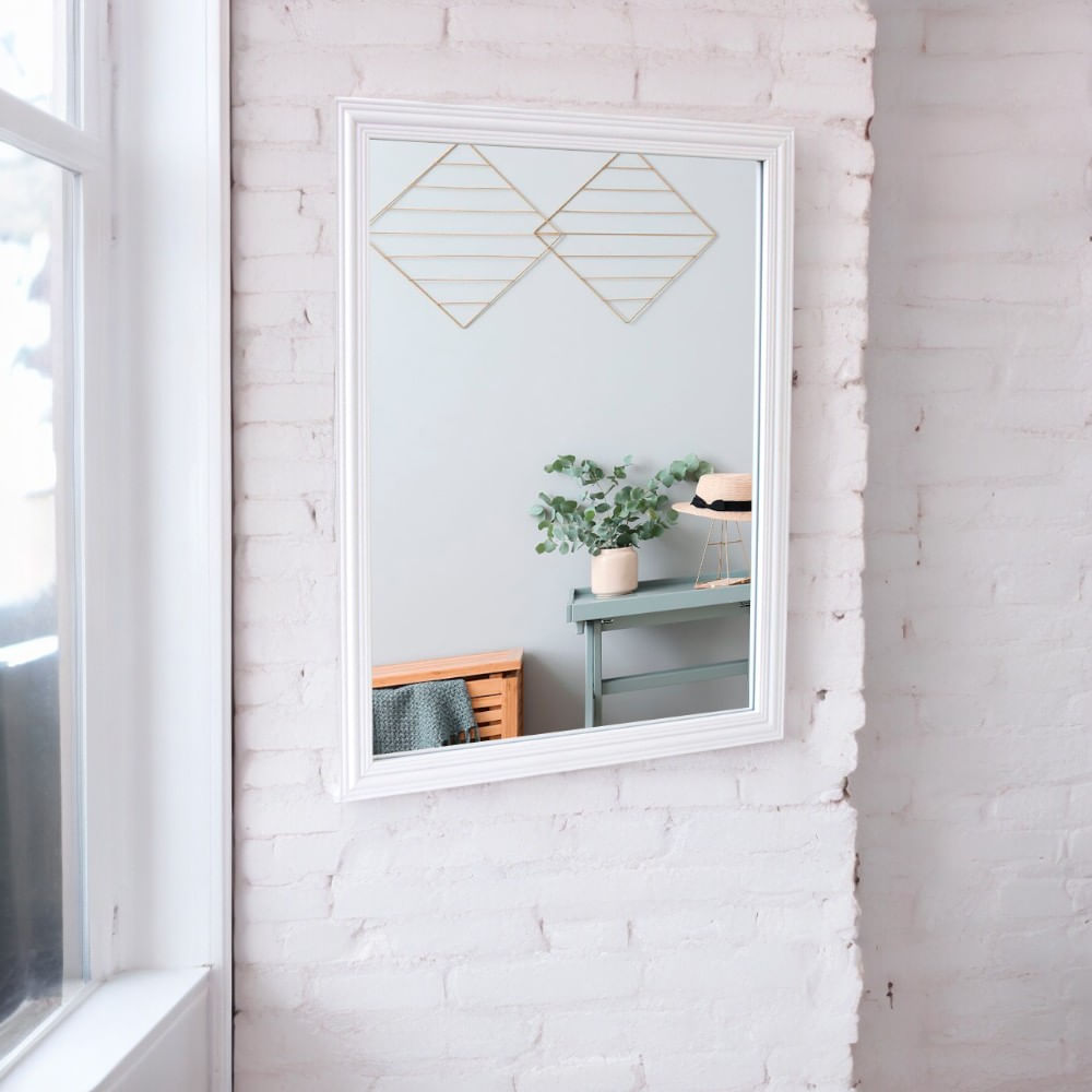 Espejo Rectangular de Vidrio Biselado Blanco 33.5x43.5cm