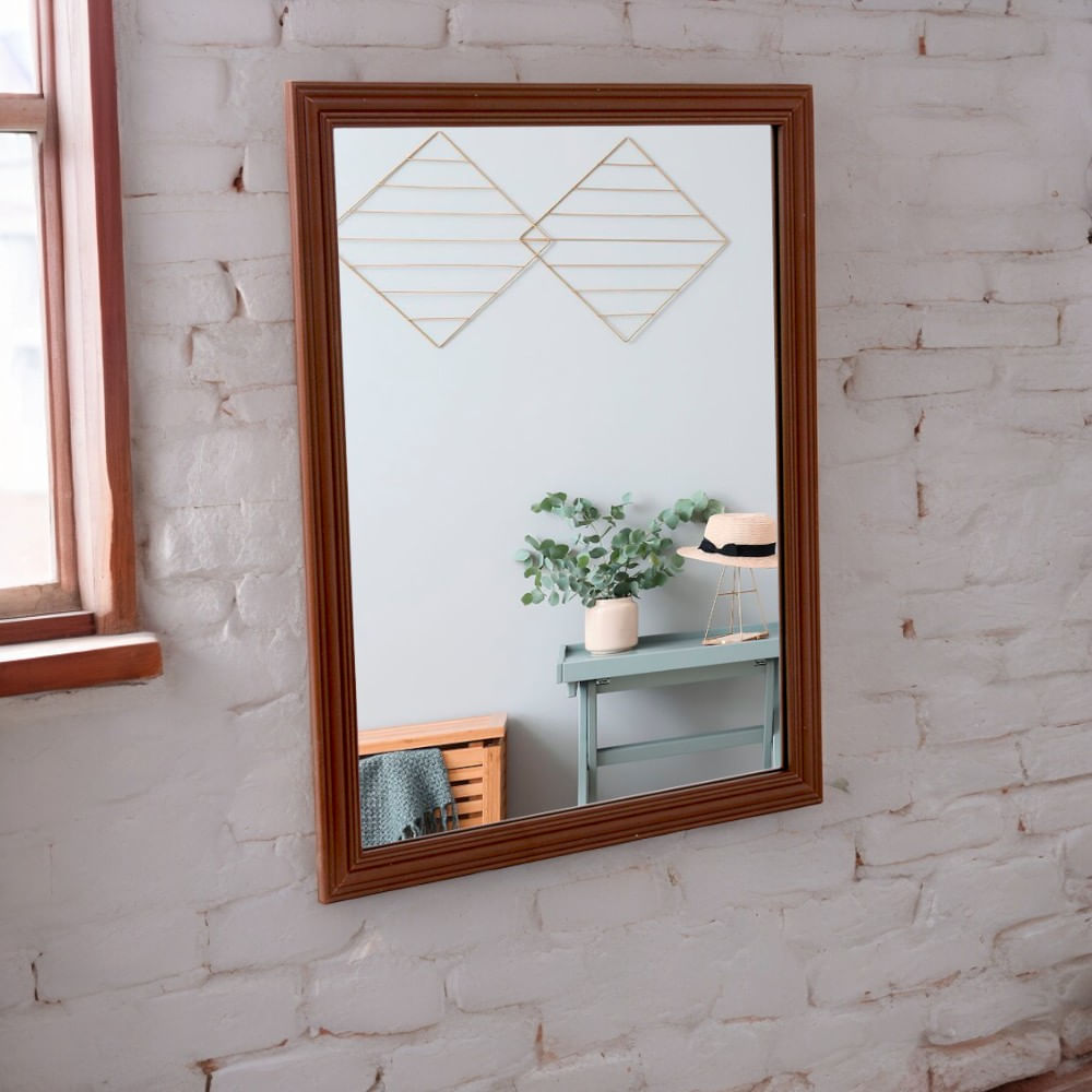 Espejo Rectangular Básico Marrón 33.5 x 43.5 cm