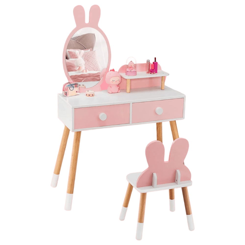 Escritorio Tocador Infantil Hikary Rosa y Blanco Muebles Bonno