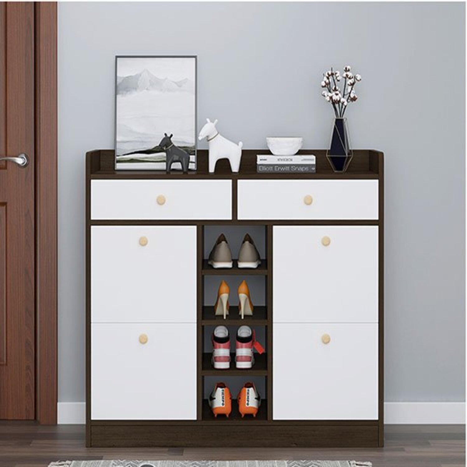 Zapatera Moderna Malú Marrón Alto 100cm R&R MUEBLES