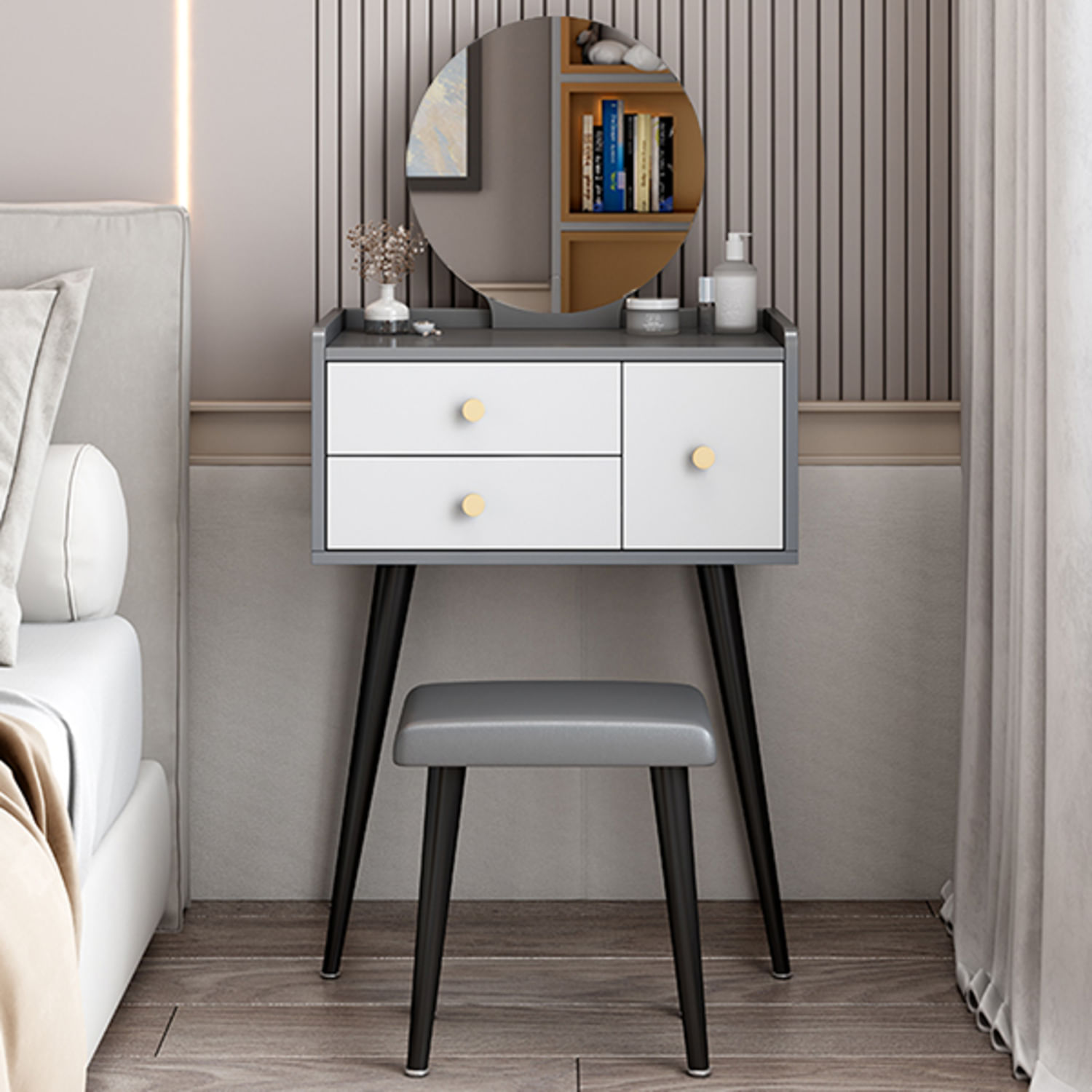 Tocador Vintage Lurín Gris/Blanco R&R MUEBLES